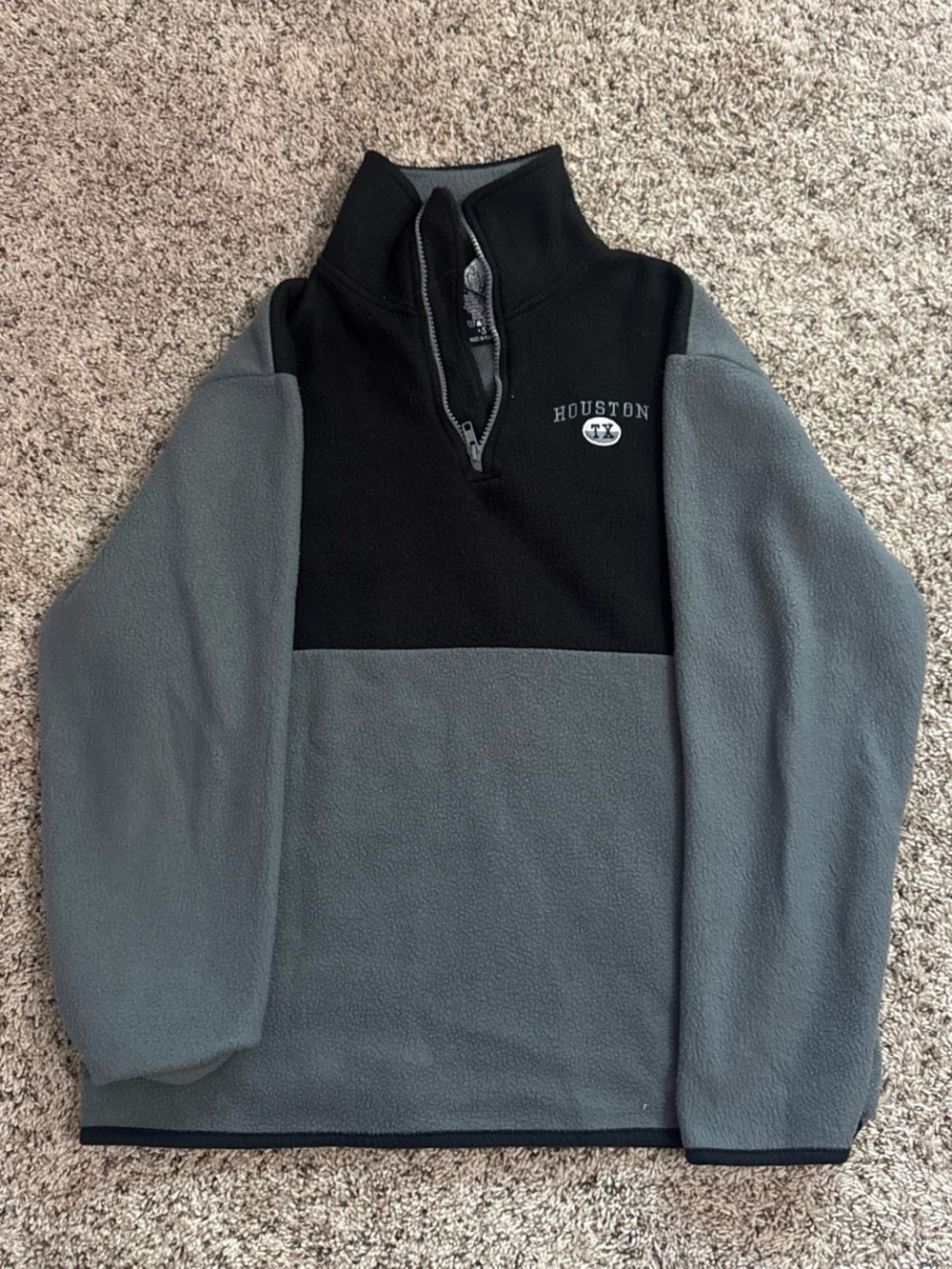 Houston Two-Tone Quarter-Zip Fleece Pullover - Black & Gray